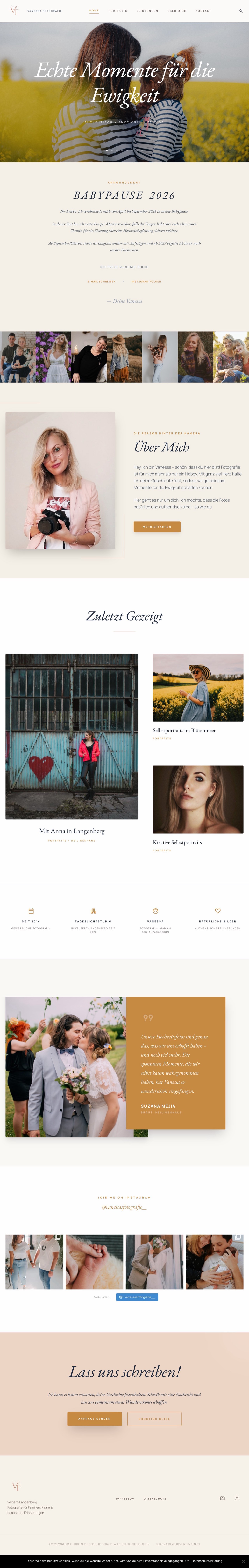 Vanessa Fotografie — premium photography website redesign
